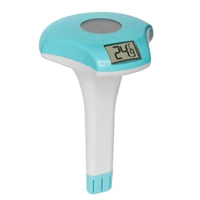 Afbeelding van TFA Dostmann Digitale zwembadthermometer, 30.2033.20, werkt op zonne energie, drijvend met bevestigingslijn, watertemperatuur meten, wit turquoise