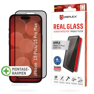 Afbeelding van Screenprotector Apple iPhone 15 Plus: Displex Real Privacy Glass FC