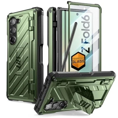 Afbeelding van SUPCASE Unicorn Beetle Pro Hoesje Geschikt voor Samsung Galaxy Z Fold 6 Stofdichte Case Met Ingebouwde Screenprotector Full Protect valbescherming Holster en Kickstand Groen