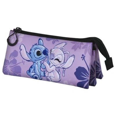 Afbeelding van Karactermania Disney Lilo en Stitch &amp; Angel FAN Drievoudige Roletui Potloden etui Pennenetui 2.0 Lila