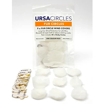 Afbeelding van Ursa Straps 9x Fur Circles + 30x Stickies plakkers voor dasspeldmicrofoons (wit)