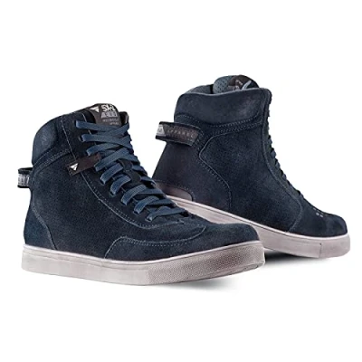 Afbeelding van SHIMA SX 2 EVO Motorschoenen voor heren ademend, versterkt leer, biker motorlaarzen mannen met enkelsteun, antislipzool, schakelkussen (blauw, 42)
