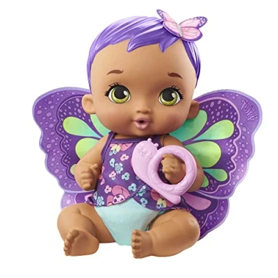 Afbeelding van My Garden Baby GYP11 Vlinder babypop om te voeden en aan kleden (30 cm), met herbruikbare luier, uitneembare kleertjes vleugels, vanaf 2 jaar