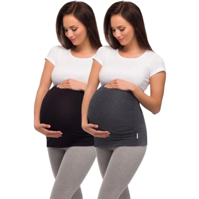 Afbeelding van BE Mammy Dames Zwangerschapsbuikband Zwanger Viscose 2Pack Band 04 Zwart/Donkermengkleur M