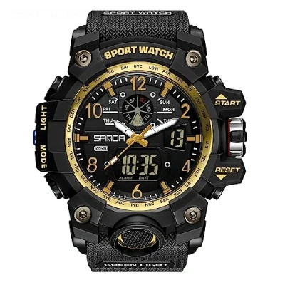 Afbeelding van AIMES Heren Horloges Sport Outdoor Waterdichte Militaire Horloge voor Mannen Tactisch Analoge Digitale Datum Alarm Stopwatch Multifunctionele Tactiek Groot Gezicht Mannen, Zwart