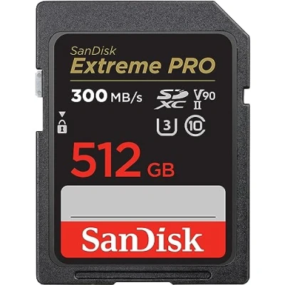 Afbeelding van SanDisk Extreme PRO SDHC UHS II Kaart 512 GB (RescuePRO Deluxe Software, Leessnelheden Tot 300 MB/s, 4K, Class 10, II, U3, V90)