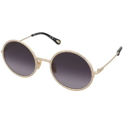 Afbeelding van Chloé Donna CH0230S 001 Occhiali da sole Metallo Oro Grigio Rotonda