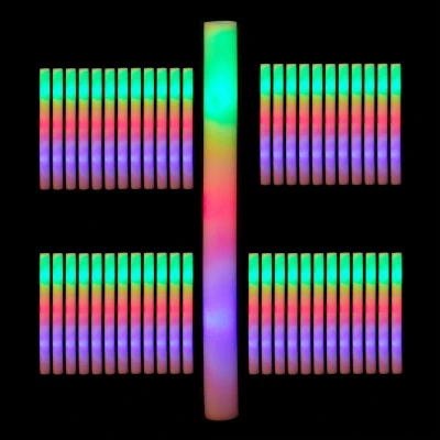 Afbeelding van Relaxdays 48 x lichtstaaf led foamsticks 3 modi schuifstof foam sticks gekleurd