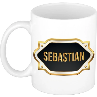 Afbeelding van Sebastian Naam / voornaam kado beker mok met embleem mokken