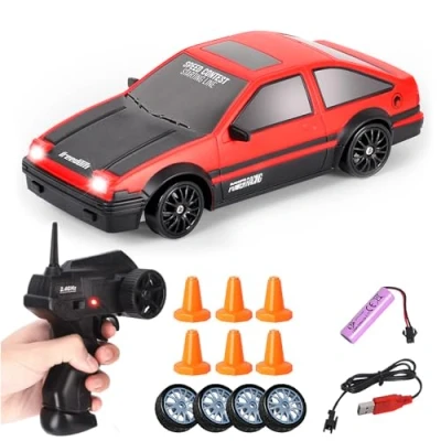 Afbeelding van Siereolly RC Drift Car 1:24, op afstand bestuurde auto, 2,4 GHz, speelgoedauto, 15 km/u, 4WD raceauto met werklampen, cadeau voor volwassenen en kinderen
