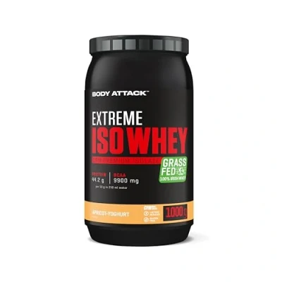 Afbeelding van Body Attack Extreme Iso Whey Proteïnepoeder, abrikoos yoghurt, 1 kg eiwitpoeder, gemakkelijk oplosbaar en snel verteerbaar Isolate, van 100% Ierse weidemelk