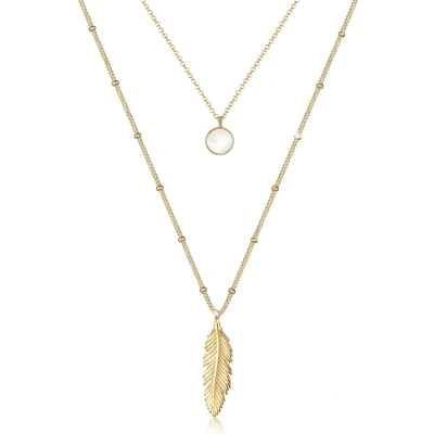 Afbeelding van Elli Feather Layer LOOK Ketting goldcoloured, Dames, Maat: 45, Gold coloured