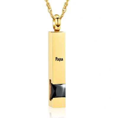 Afbeelding van Luxe Ashanger Met Ketting En Gravering Papa Assieraad Goudkleurig Zwarte Steen As Gedenksieraad Urn Incl. vuller