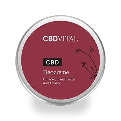 Afbeelding van CBD CBDVITAL deodorant zonder aluminium, biologische natuurlijke cosmetica, met 100 mg cannabidiol, 100% ingrediënten, goudsbloem en lisea olie, milde citrusgeur, 0% alcohol