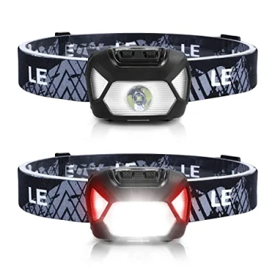Afbeelding van LED koplamp, 2000 lux XPG koplamp met 6 lichtmodi koplampen en rood licht, IPX4 spatwaterdichte behuizing, op batterijen werkende C500, ideaal voor camping joggen, 2 stuks