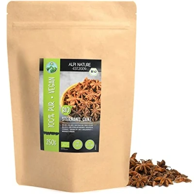 Afbeelding van BIO steranijs heel (250g), biologische peulen, hele peulen uit gecontroleerde teelt, 100% natuurlijk, geen toevoegingen, thee,