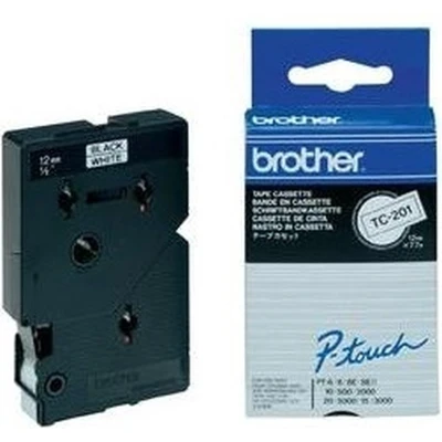 Afbeelding van Brother Gloss Laminated Labelling Tape 12mm, Black/White, 10 pk