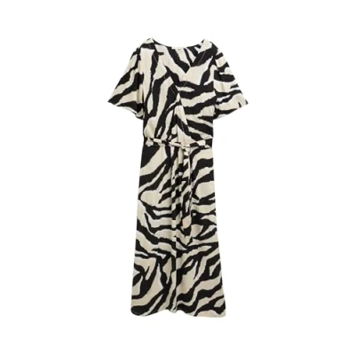 Afbeelding van TOM Tailor Dress Printed Wrapped Jurk, Dames, Maat: 32, Abstract beige