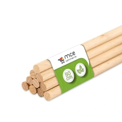 Afbeelding van Holzstäbe A508050010 rond beuken naturel, Ø 8 mm lengte 50 cm, 10 stuks, om te knutselen, modelbouw, doe het zelf handwerk, beukenhout, x cm