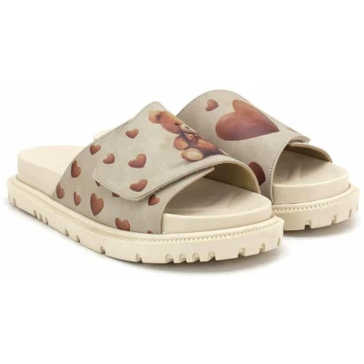 Afbeelding van GOBY Teddy Hartjes Slippers Handmade en Vegan Zacht Lief Maat 38
