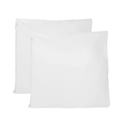 Afbeelding van Paar kussenslopen 100% Pure katoen 65x65 CM, Set van 2 Bed Kussen Stoffen Gemaakt in Italië, Tassluiting, Solid Color, Standaard Maat met Wit