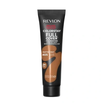 Afbeelding van Revlon ColorStay Full Cover Longwear Matte Foundation, hitte en zweetbestendig, lichte gezichtsmake up, kleur amandel (405), 30 ml