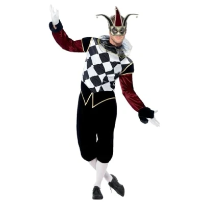 Afbeelding van Gothic Venetian Harlequin Costume, Black (L)