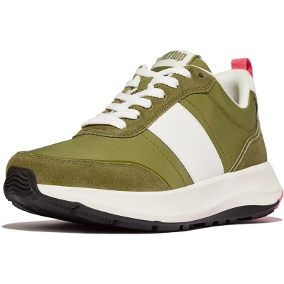 Afbeelding van FitFlop F Mode Flow Sneaker Nylon &amp; Suede Mix GROEN Maat 42