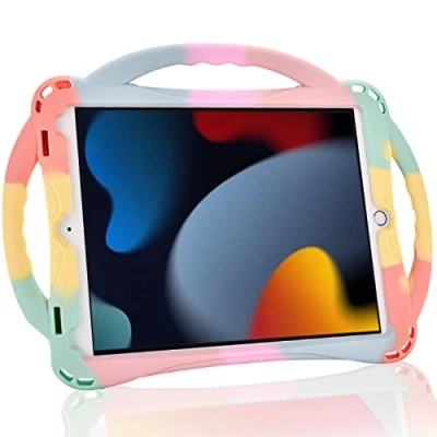 Afbeelding van Kinderhoesje voor iPad 10,2 9e generatie (2021)/8e (2020)/7e (2019), TopEsct schokbestendig handvat standaard hoesje compatibel met 7e/8e/9e 10.2 (regenboog)