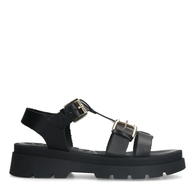 Afbeelding van Sacha Zwarte Dames Plateau Sandalen (Maat 37, Leer)