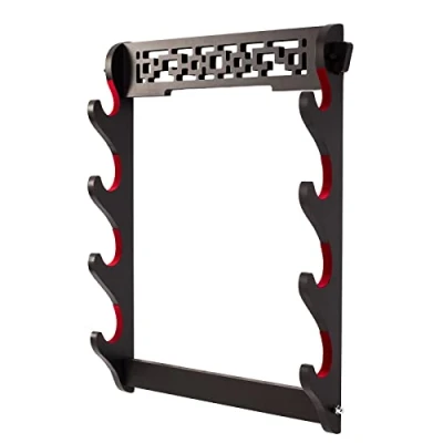 Afbeelding van FOXSMZZ 4 laags zwaardhouder, wandhouder, Samurai zwaard, standaard display, Katana, Wakizashi Tanto, wandhanger, zwaardrek, vijf lagen