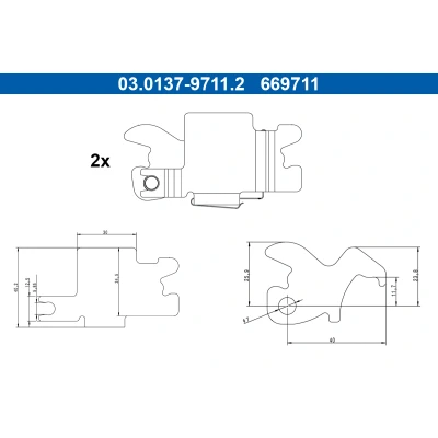 Afbeelding van Reparatieset, remschoenen ATE 03.0137 9711.2