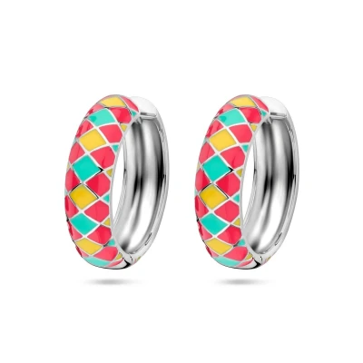 Afbeelding van zilver gerhodineerd klapoorringen emaille 1337130