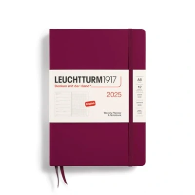 Afbeelding van Leuchtturm Bureau weekagenda+ dot pages 2025 port red medium a5 14.5x21cm