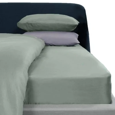 Afbeelding van Brentfords effen kleurstof kleur ingericht bed hoeslaken strijkvrij super zacht onderhoudsvriendelijk 100% polyester, eendeneiblauw kingsize maat