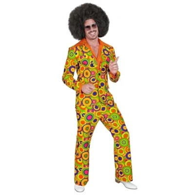 Afbeelding van Widmann Hippie Kostuum Love The 70s Longplay Circles 2delig Man Multicolor Medium Carnavalskleding Verkleedkleding