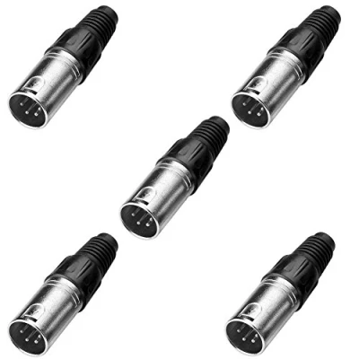 Afbeelding van SIENOC 4 polige XLR connectoren zwart metalen behuizing zilveren contacten 5 stuks