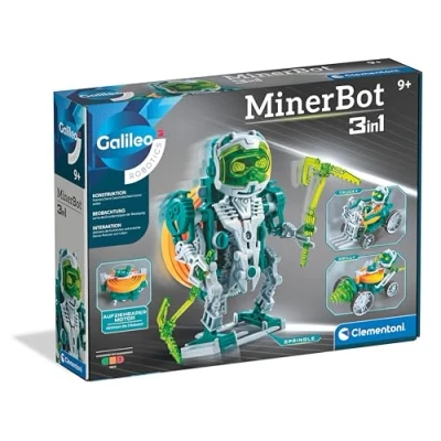 Afbeelding van Clementoni Galileo MinerBot 3 in 1 robotset drie humanoïde robots robotmodelbouwset speelgoedrobot voor kinderen vanaf 8 jaar, 59375