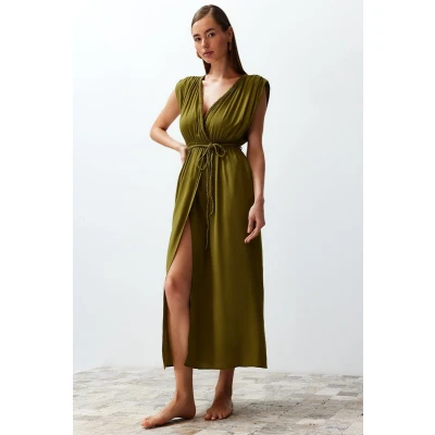 Afbeelding van Trendyol Witte Maxi Strandjurk Met Geweven Split Tbess23El00069