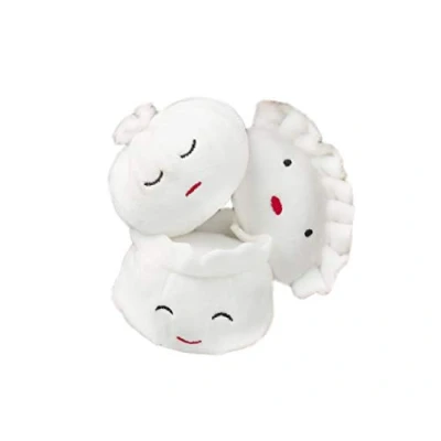 Afbeelding van Pearhead Dim Sum huisdierspeelgoed, piepende hondenspeelgoedset, huisdiereigenaar moet hondenaccessoire hebben, zachte pluche hondenspeelgoed, set van 3