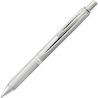 Afbeelding van Pentel BL407 A EnerGel Liquid Gel Rollerball Sterling met drukmechanisme, zilverkleurige metalen behuizing, 0,7 mm kogeldiameter = 0,35 lijndikte, schrijfkleur zwart 1 stuk (1 stuk)