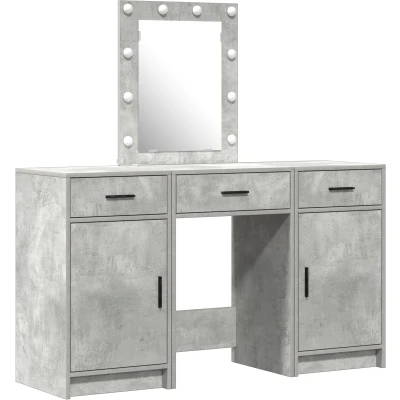 Afbeelding van vidaXL Kaptafel Set van 3 Beton grijs Multiplex Badkamer meubel