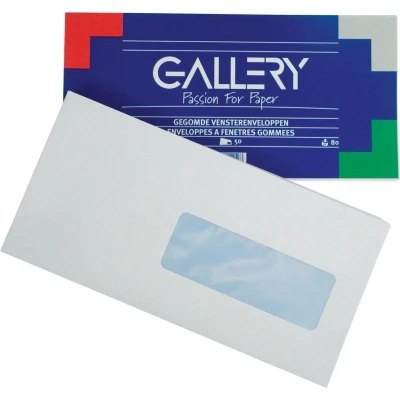 Afbeelding van Gallery Enveloppen Ft 114 X 229 Mm, Met Venster Rechts, Gegomd, Pak Van 50 Stuks