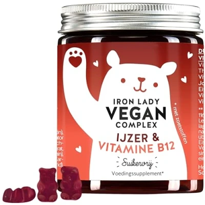 Afbeelding van Voor ijzertekort: hooggedoseerd complex met ijzer, B complex, vitamine C, D en jodium Vegan suikervrij Maandelijkse voorraad Bears with Benefits