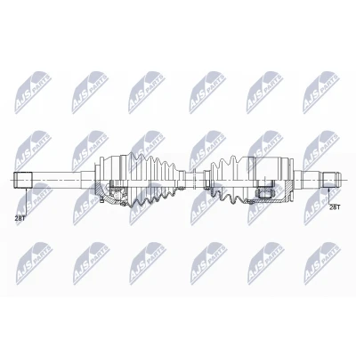 Afbeelding van NTY NPW MS 059 Aandrijfas Vooras links 90, 610mm