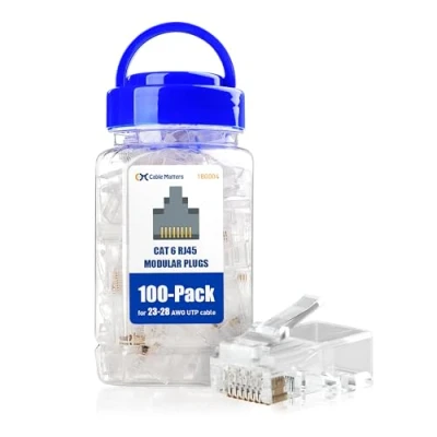 Afbeelding van Cable Matters 100 stuks Cat 6 RJ45 modulaire pluggen voor massieve of gestrande UTP kabel Stecker