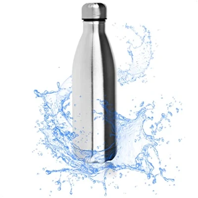 Afbeelding van RVS drinkfles geïsoleerd hoogwaardige thermo campingfles breukvast en BPA vrij dubbelwandig 1000 ml (1 stuk 1000ml zonder handvat)