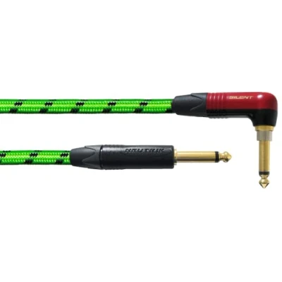 Afbeelding van Cordial Blacklight Edition 3 PR G Silent Instrument Cable Angle 3m (Black/UV Green) Instrumentenkabel