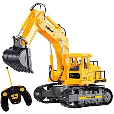 Afbeelding van Top Race Afstandsbediening graafmachine speelgoed Volledig functionele RC Tractor 7 kanaals met lichten en geluid Kids voor jongens meisjes