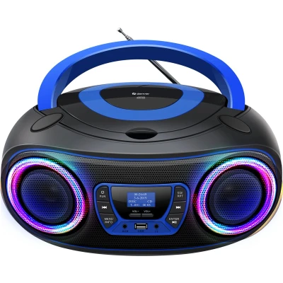 Afbeelding van Denver Draagbare DAB Radio CD Speler Kinderen Bluetooth Lichteffecten Boombox AUX FM TDB212BLUE
